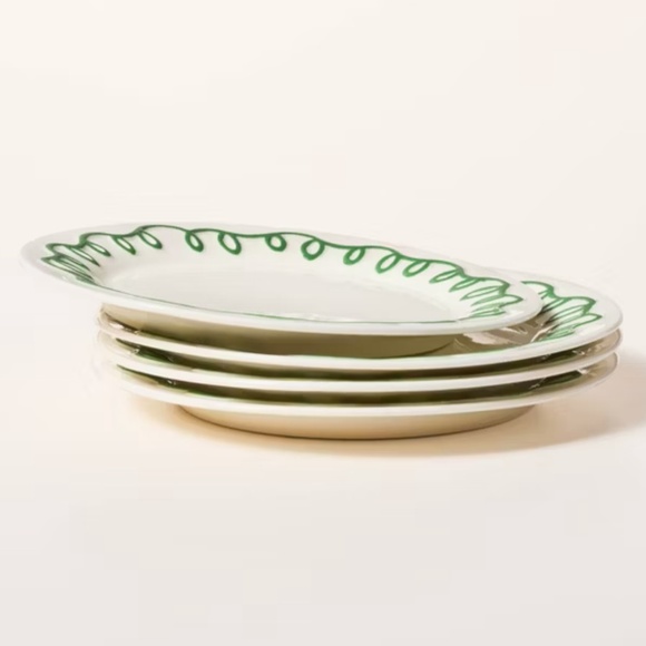 4pc Ceramic Dessert Plates Cream/Green - kate spade new york x Target - Picture 3 of 3